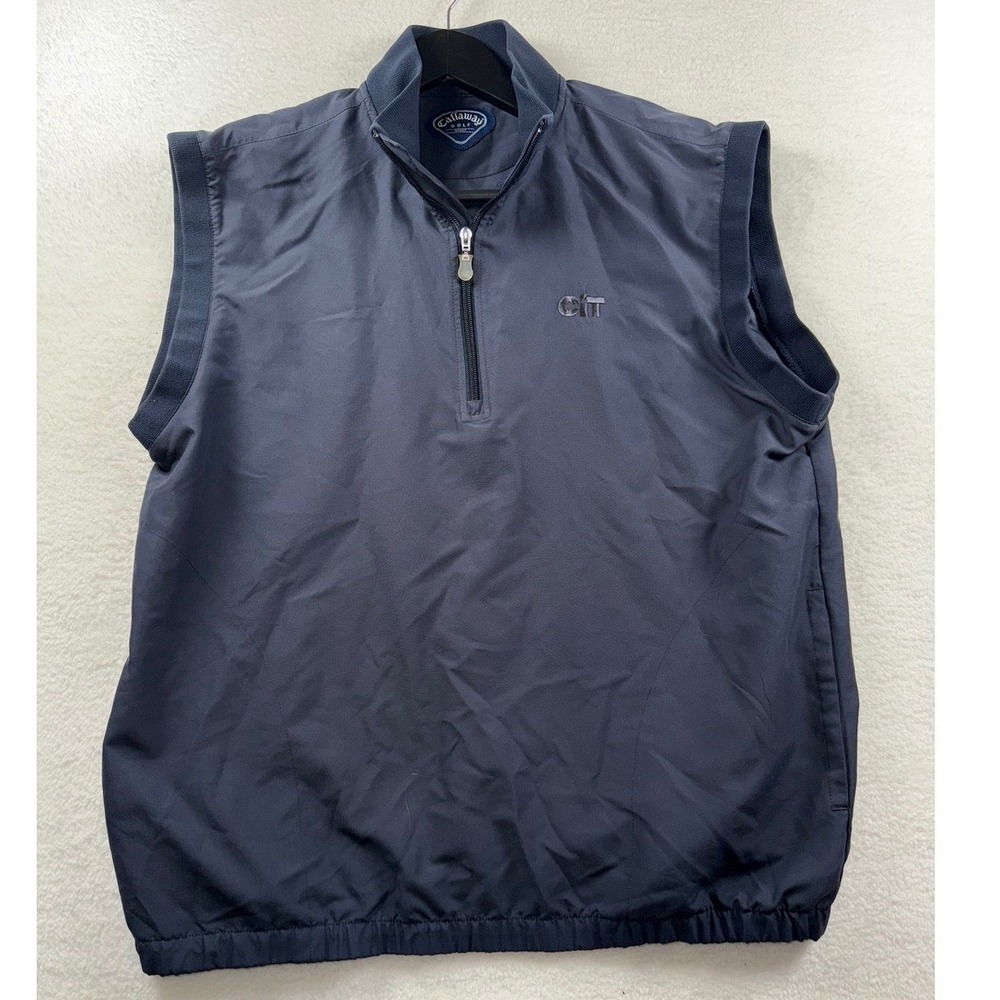 Callaway Golf Vest Mens L Sleeveless Pullover Top Navy Blue Sport Active